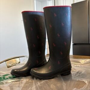 Polo by Ralph Lauren Black and Red Winter Rain Boots